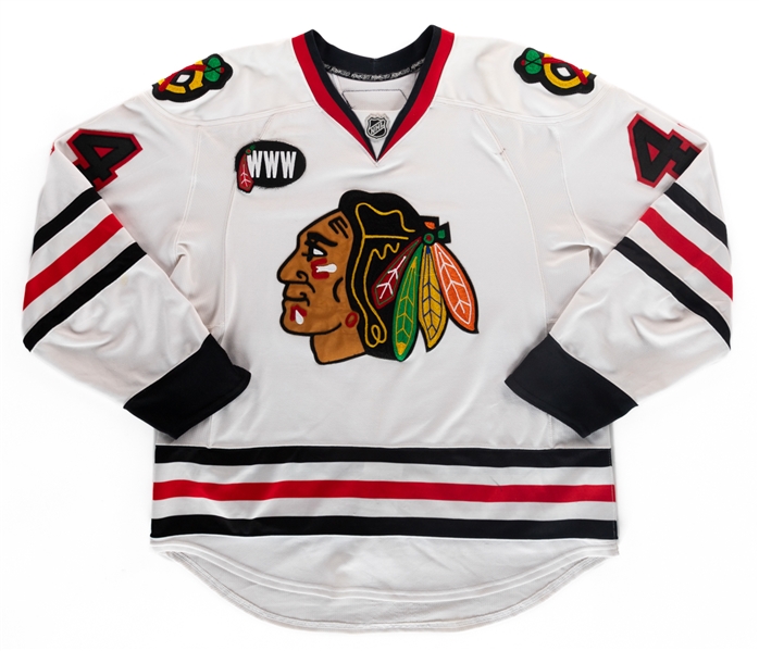 Danny Richmonds 2007-08 Chicago Blackhawks Game-Worn Jersey -  "WWW" Patch! - Photo-Matched!
