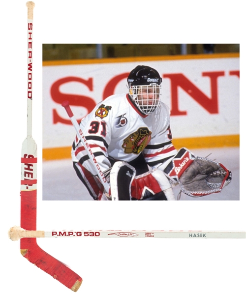 Dominik Hasek’s 1991-92 Chicago Black Hawks Sher-Wood Game-Used Rookie Season Stick