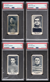 1912-13 Imperial Tobacco C57 Hockey Card Starter Set (27/50) with 16 PSA-Graded Cards Including HOFers #1 Vezina (PR 1), #41 Patrick (PR 1), #43 Taylor (PR 1), #44 Lalonde (PR 1) and #48 Malone (PR 1)
