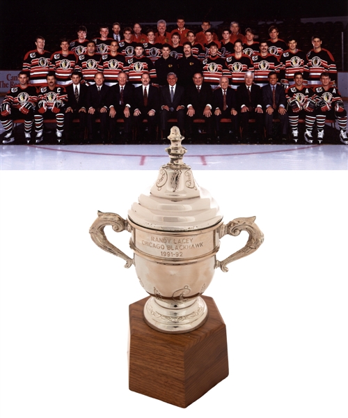 Randy Laceys 1991-92 Chicago Black Hawks Clarence Campbell Bowl Trophy (11")
