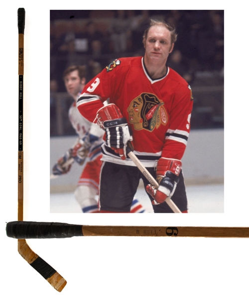 Bobby Hulls 1968-69 Chicago Black Hawks CCM Custom Pro "Banana Hook" Game-Used Stick with Great Provenance