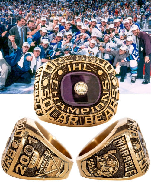 Norm Maracles 2000-01 IHL Orlando Solar Bears Turner Cup Championship 10K Gold and Diamond Ring