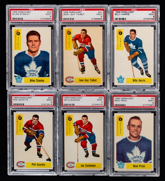 1958-59 Parkhurst Hockey PSA-Graded Starter Set (25/50) - 24 Cards Graded PSA NM-MT 8 or Better Including 8 Cards Graded MINT 9!
