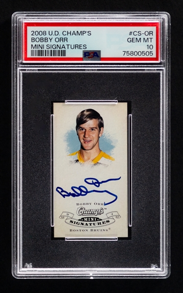 2008-09 U.D. Champs Mini Signatures Signed Hockey Card #CS-OR HOFer Bobby Orr - Graded PSA 10 GEM MT 