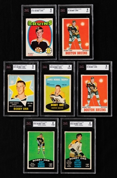 1968-69 to 1971-72 O-Pee-Chee and Topps KSA-Graded Hockey Cards of HOFer Bobby Orr (7)