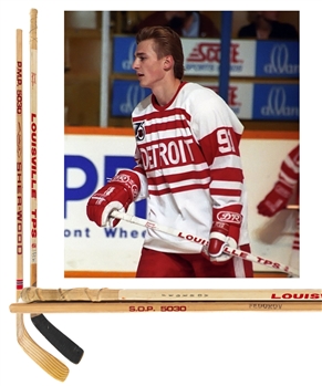 Sergei Fedorovs Early-1990s Detroit Red Wings Game-Used/Game-Issued Rookie Era Stick Collection of 2