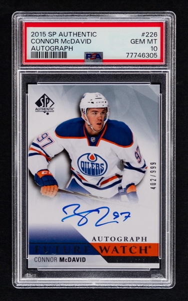 2015-16 Upper Deck SP Authentic Future Watch Autographed Hockey Card #226 Connor McDavid Rookie (402/999) - Graded PSA GEM MT 10