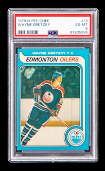 1979-80 O-Pee-Chee Hockey Card #18 HOFer Wayne Gretzky Rookie - Graded PSA 6