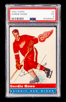 1954-55 Topps Hockey Card #8 HOFer Gordie Howe - Graded PSA 5