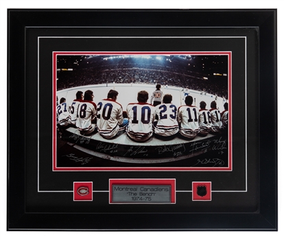 Montreal Canadiens "The Bench" Multi-Signed Framed Photo by 8 with Lafleur, Gainey, Savard and Henri Richard with COA (19 1/2" x 22")