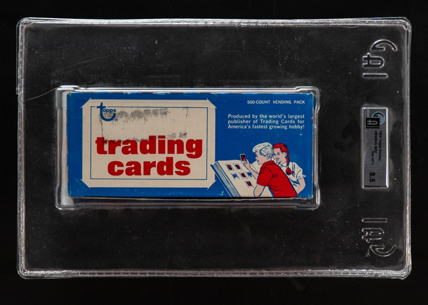 1974-75 Topps Hockey Cards Opened 500-Count Vending Box - Graded GAI NM-MT+ 8.5 - Borje Salming, Lanny McDonald and Denis Potvin Rookie Card Year