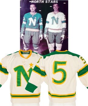 Minnesota North Stars 1967-68 Inaugural Season #5 Pre-Season Game-Worn Jersey Attributed to Pete Goegan - First North Stars Jerseys!