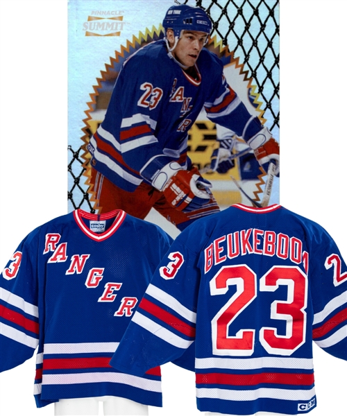 Jeff Beukebooms 1995-96 New York Rangers Game-Worn Jersey with LOA - Photo-Matched!