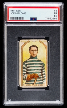 1911-12 Imperial Tobacco C55 Hockey Card #4 HOFer Joe Malone Rookie - Graded PSA 1.5