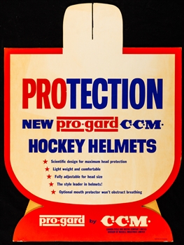 1963 CCM Pro-Gard Hockey Helmet Point-of-Sale Advertising Standee with Original Mailer 