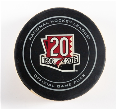 Christian Dvoraks Arizona Coyotes November 23rd 2016 Rookie Season Goal Puck (Fanatics Authenticated) - 2nd Goal of the Season and Career