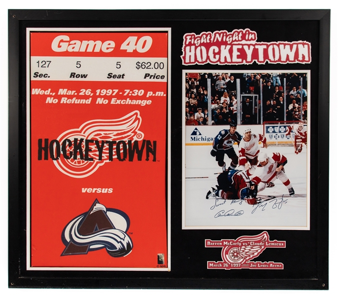 Dino Ciccarellis "Fight Night in Hockeytown" Detroit Red Wings Dual-Signed Framed Display by Ciccarelli and McCarty From His Personal Collection with His Signed LOA (39 1/4" x 34 1/2")