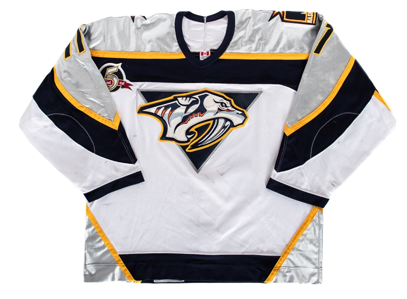 David Legwands 2002-03 Nashville Predators Game-Worn Jersey - 5th Anniversary Patch! - Photo-Matched!