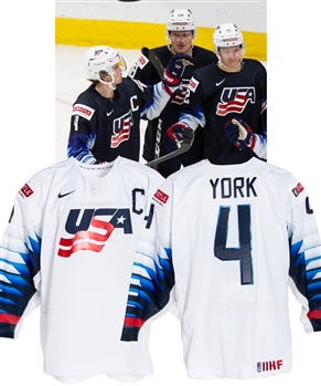 Cam Yorks 2021 IIHF World Junior Championships Team USA Game-Worn Captains Jersey with AHL Authentics LOA 