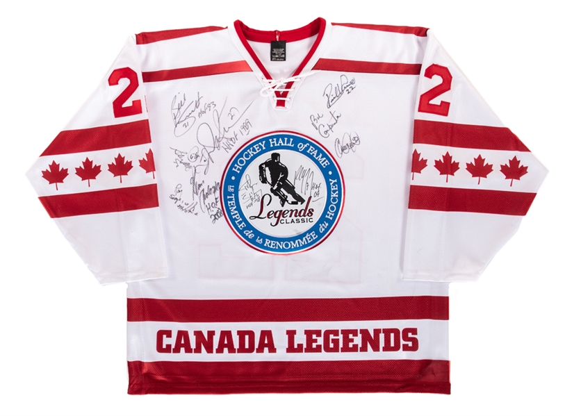 Dino Ciccarellis 2010 Multi-Signed Hockey Hall of Fame "Legends Classic Game" Game-Worn Jersey from His Personal Collection with His Signed LOA