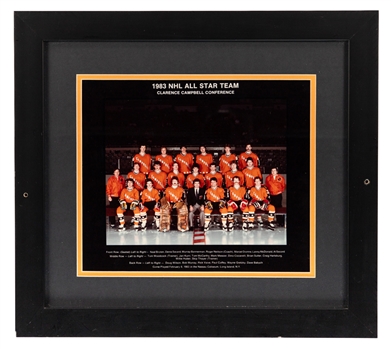 1983 NHL All-Star Game Clarence Campbell Conference Framed Team Photo from Dino Ciccarellis Collection with His Signed LOA - Displayed at His "Ciccarellis Premier Sports Club and Eatery" Restaurant