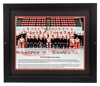 Detroit Red Wings 1999-2000 Framed Team Photo from Dino Ciccarellis Personal Collection with His Signed LOA - Displayed at "Ciccarellis Premier Sports Club and Eatery" Restaurant