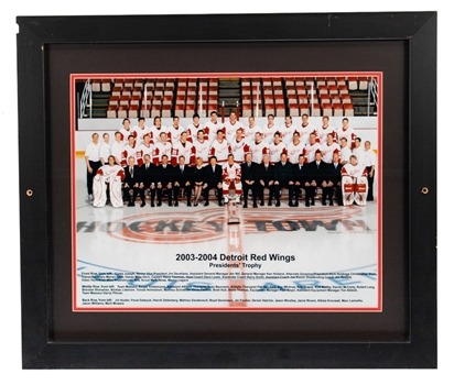 Detroit Red Wings 2003-04 Framed Team Photo from Dino Ciccarellis Personal Collection with His Signed LOA - Displayed at "Ciccarellis Premier Sports Club and Eatery" Restaurant