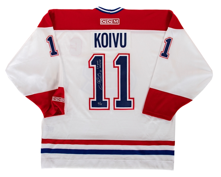 Saku Koivu Signed Montreal Canadiens Limited-Edition Jersey #5/11 with JSA Auction LOA - "1st Game 10/7/95" Annotation