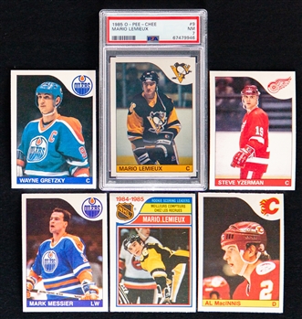 1985-86 O-Pee-Chee Hockey Complete 264-Card Set Including #9 HOFer Mario Lemieux Rookie (Graded PSA 7)