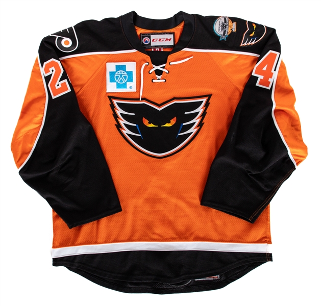 Petr Strakas 2014-15 AHL Lehigh Valley Phantoms Game-Worn Third Jersey with Team COA - Inaugural Season Patch!