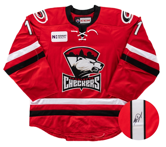 Zach Boychuks 2015-16 AHL Charlotte Checkers Signed Game-Worn Jersey with Team COA 