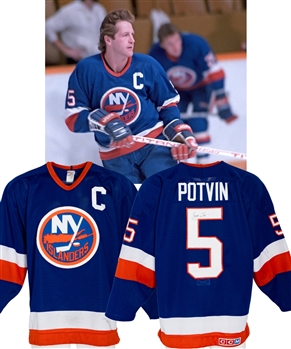 Denis Potvins 1985-86 New York Islanders Signed Game-Worn Captains Jersey with LOA - Photo-Matched!