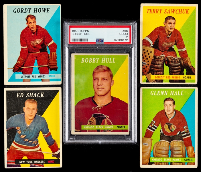 1958-59 Topps Hockey Complete 66-Card Set Including #66 HOFer Bobby Hull Rookie (Graded PSA 2)