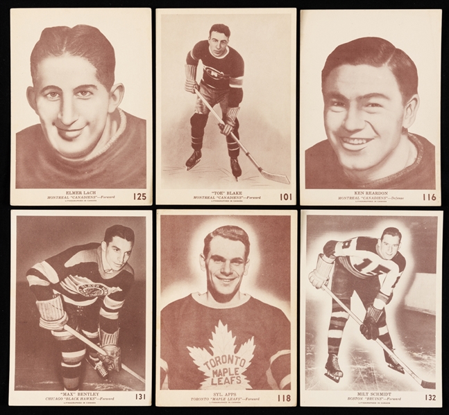 1940-41 O-Pee-Chee V-301-2 Hockey Near Complete Card Set (48/50) Including HOFers Blake, Broda (2), Reardon Rookie, Apps (2), Stewart Rookie, Lach Rookie, Bentley Rookie and Schmidt Rookie