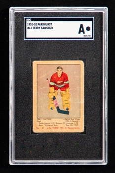 1951-52 Parkhurst Hockey Card #61 HOFer Terry Sawchuk Rookie - Graded SGC Authentic