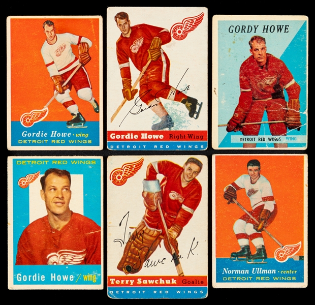 1954-55, 1957-58, 1958-59 and 1959-60 Topps Hockey Cards (28) - Includes a Gordie Howe Card for Each of the Included Years (4 Total)