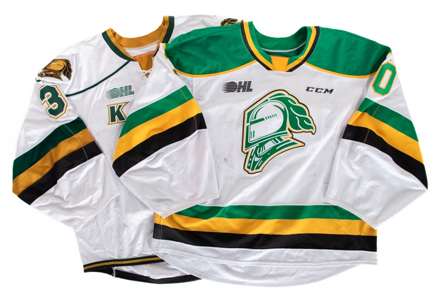 Tyler Johnsons 2016-18 and Brett Brochus 2019-23 OHL London Knights Game-Worn Jerseys 