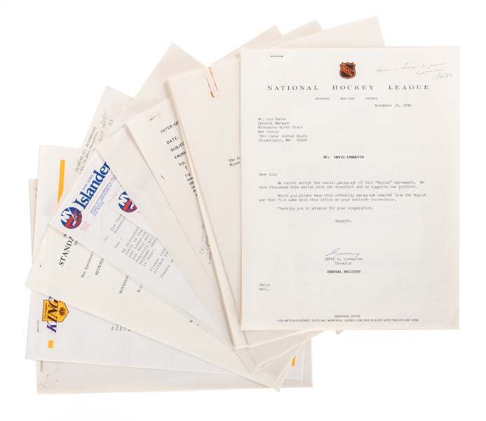 Dave Langevin’s Complete Player Documents File from the Minnesota North Stars