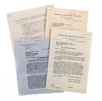 Historic Late-1940s NHL Letters Officially Terminating the Montreal Maroons Franchise - One Example Signed by Clarence Campbell 