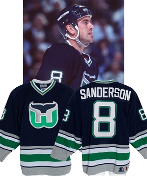 Geoff Sandersons 1996-97 Hartford Whalers Game-Worn Jersey - Nice Game Wear! - Photo-Matched!