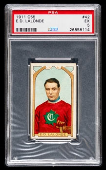 1911-12 Imperial Tobacco C55 Hockey Card #42 HOFer Edouard "Newsy" Lalonde - Graded PSA 5