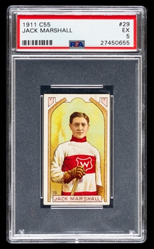 1911-12 Imperial Tobacco C55 Hockey Card #29 HOFer John "Jack" Marshall - Graded PSA 5
