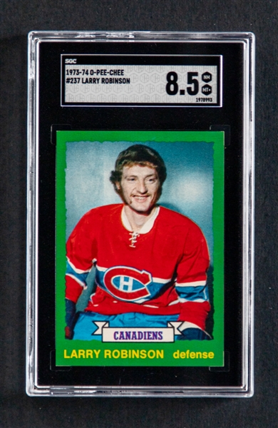 1973-74 O-Pee-Chee Hockey Card #237 HOFer Larry Robinson Rookie - Graded SGC 8.5