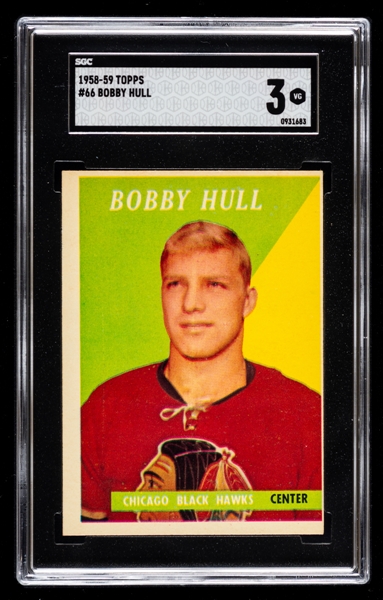 1958-59 Topps Hockey Card #66 HOFer Bobby Hull Rookie - Graded SGC 3