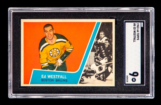 1963-64 Topps Hockey Card #8 Ed Westfall Rookie - Graded SGC 9