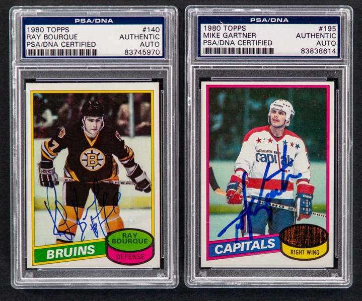 1980-81 Topps Signed Hockey Rookie Cards of HOFers #140 Ray Bourque and #195 Mike Gartner (PSA/DNA Certified Authentic Autographs) 