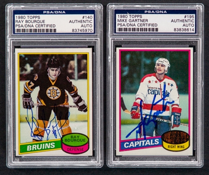 1980-81 Topps Signed Hockey Rookie Cards of HOFers #140 Ray Bourque and #195 Mike Gartner (PSA/DNA Certified Authentic Autographs) 