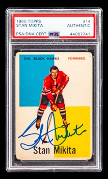 1960-61 Topps Signed Hockey Card #14 Deceased HOFer Stan Mikita Rookie (PSA/DNA Certified Authentic Autograph) 