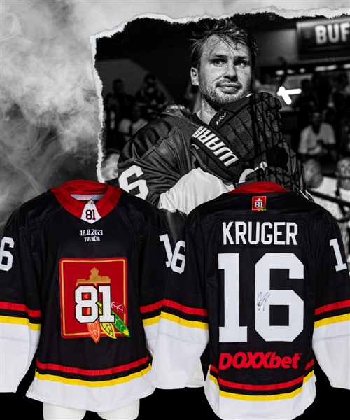 Marcus Krugers Team Black 2023 Marian Hossa "Goodbye Game" Signed Game-Worn Jersey 