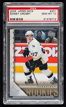 2005-06 Upper Deck Young Guns Hockey Card #201 Sidney Crosby Rookie - Graded PSA GEM MT 10